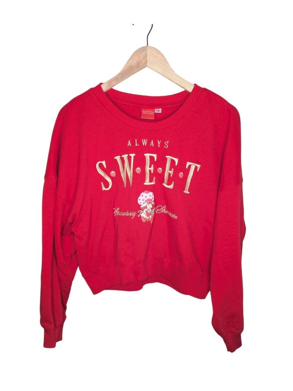 Strawberry Shortcake Always Sweet Red Cropped Sweatshirt Large